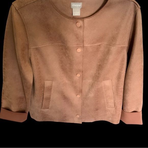 Chico’s Women’s Ultra Suede Jacket Blush Pink, Size 1 (Medium Size 8-10) - Picture 7 of 8